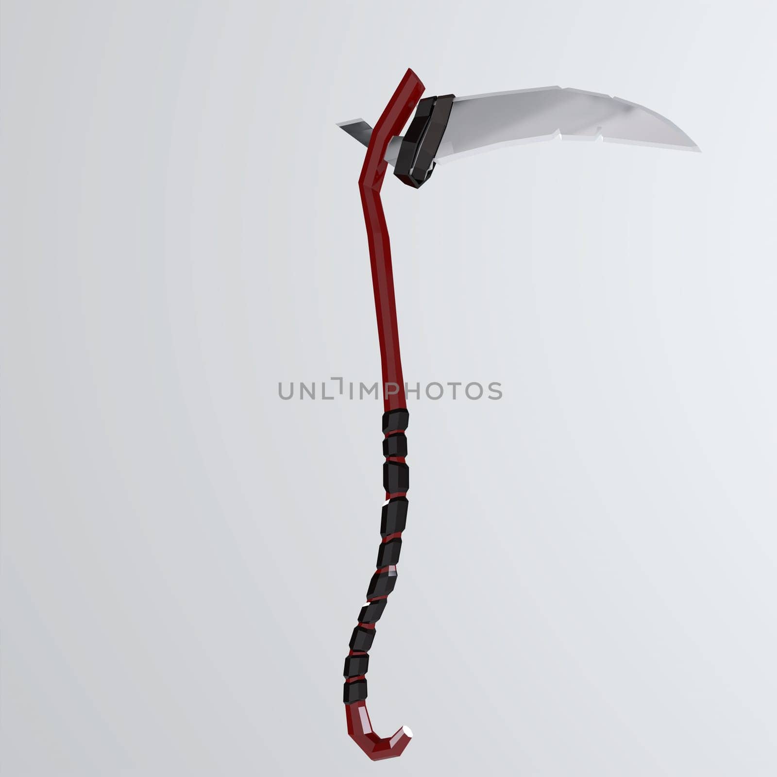 Scythe isolated on white background. High quality 3d illustration