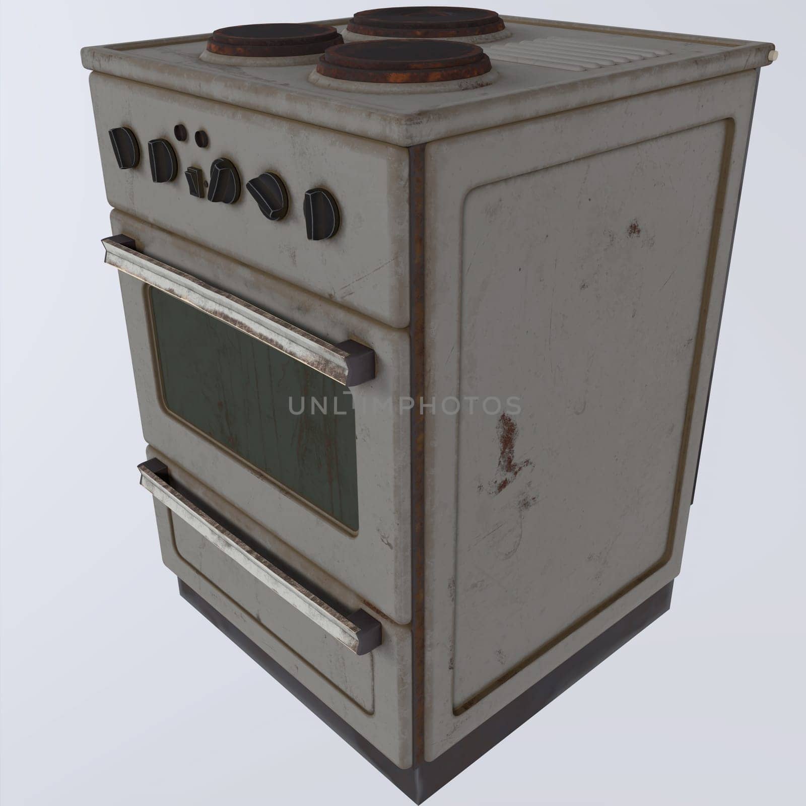 Old Oven isolated on white background. High quality 3d illustration