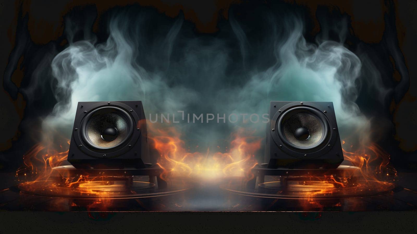 Burning speaker music style background. High quality photo