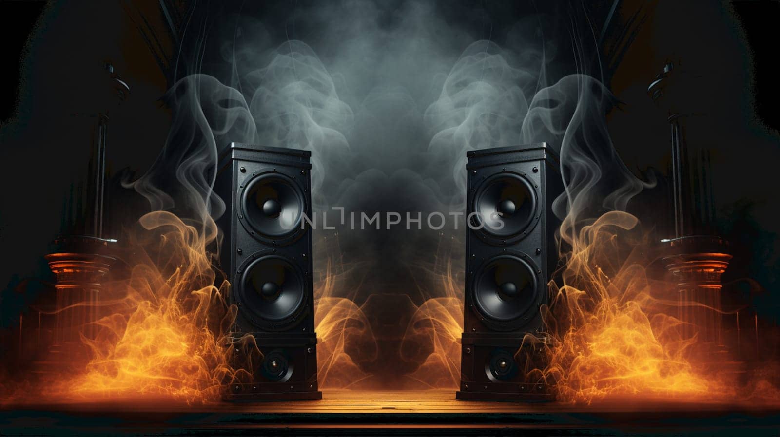 Burning speaker music style background by Andelov13