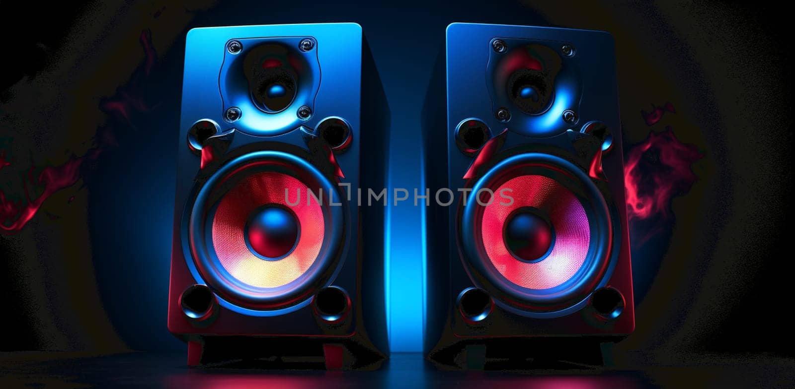 3d illustration of audio speaker with colorful lights by Andelov13