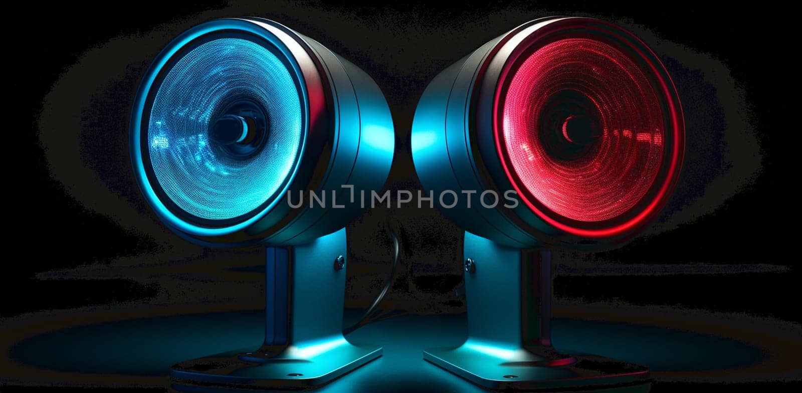 3d illustration of audio speaker with colorful lights by Andelov13