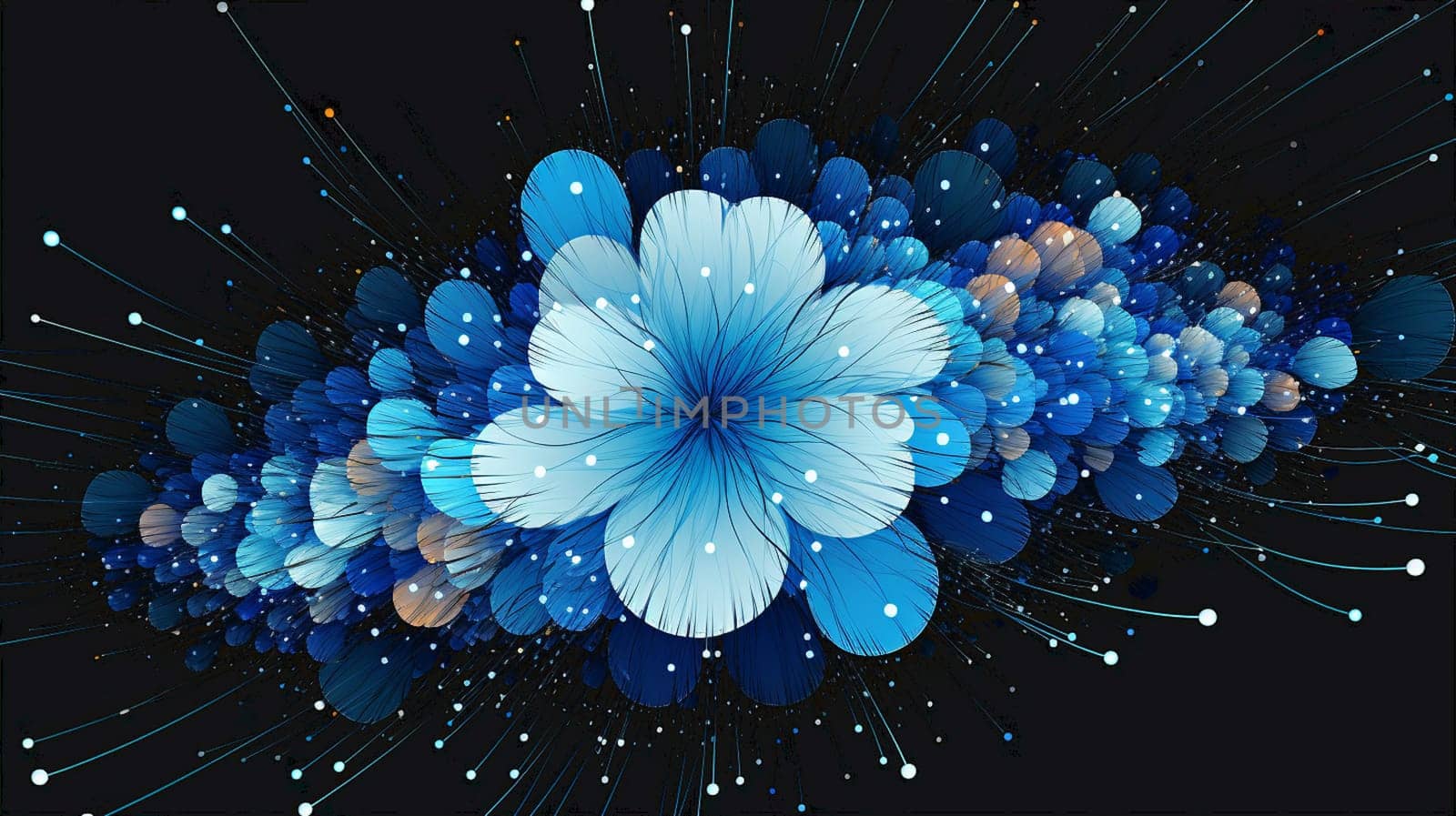 floral style smoke blue line ornament background, flower abstract. High quality photo