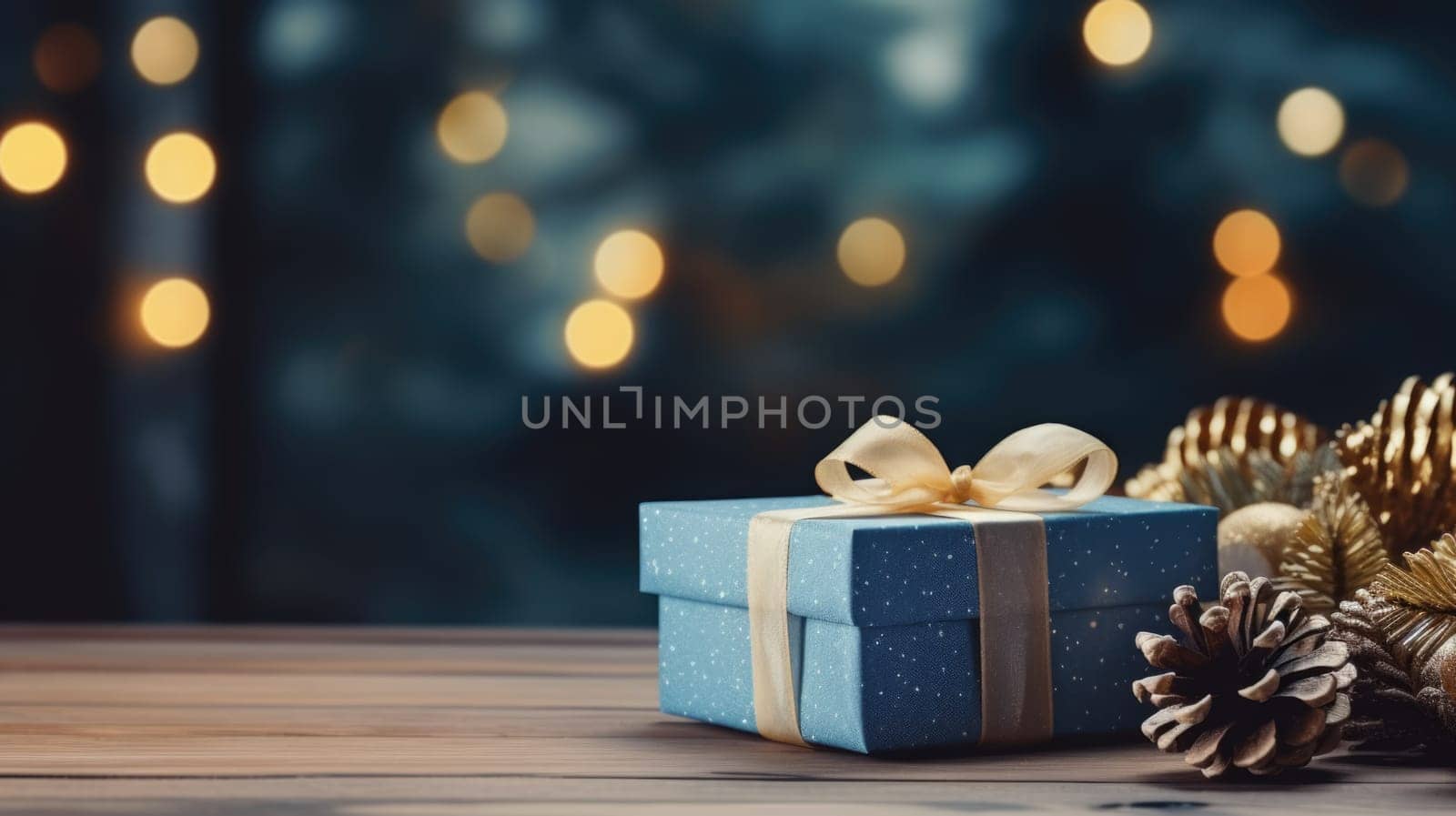 Christmas gift boxes on a wood table comeliness by biancoblue
