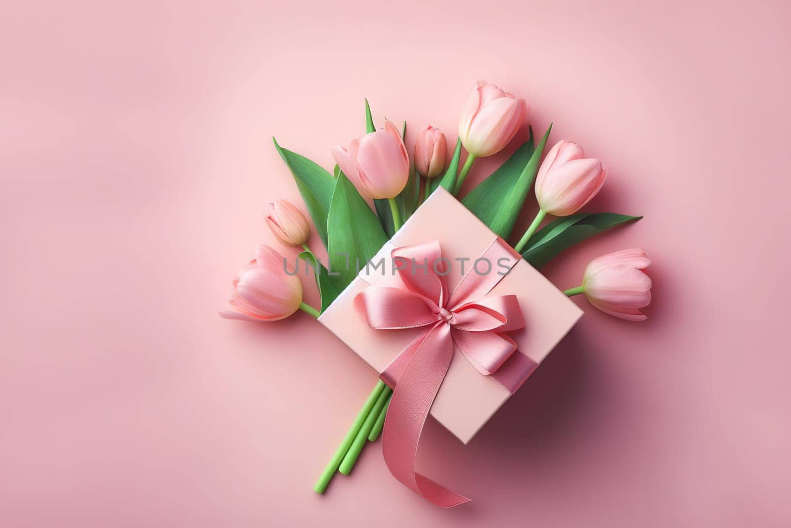 Mother's Day decorations concept. Top view of trendy gift boxes with ribbon by EkaterinaPereslavtseva