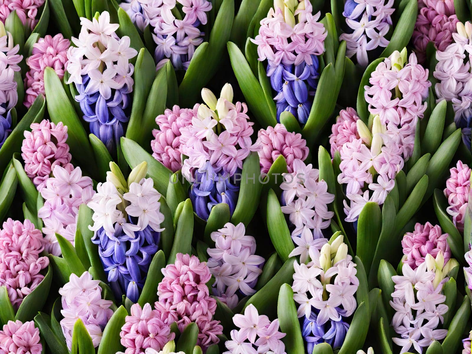 Happy International Women Day, hyacinth over background heartfelt congratulations on March 8th and Mother's Day
