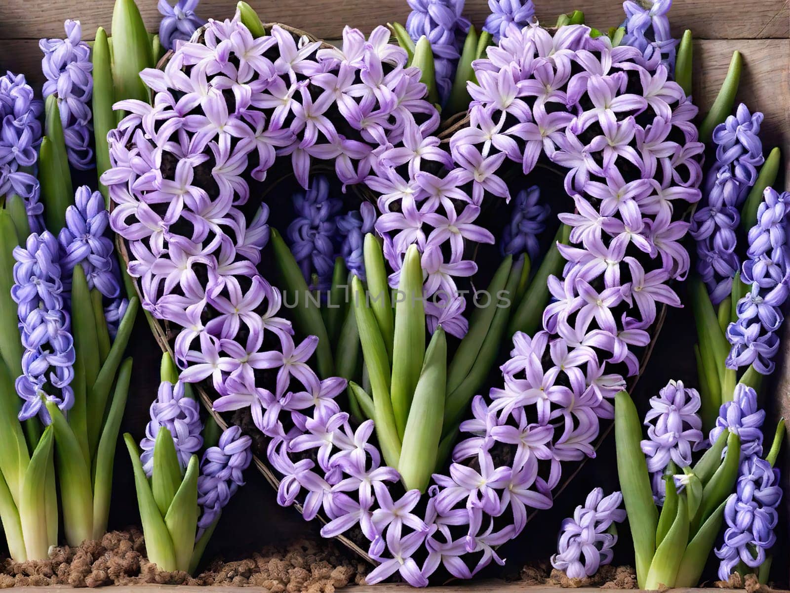 Happy International Women Day, hyacinth over background heartfelt by EkaterinaPereslavtseva