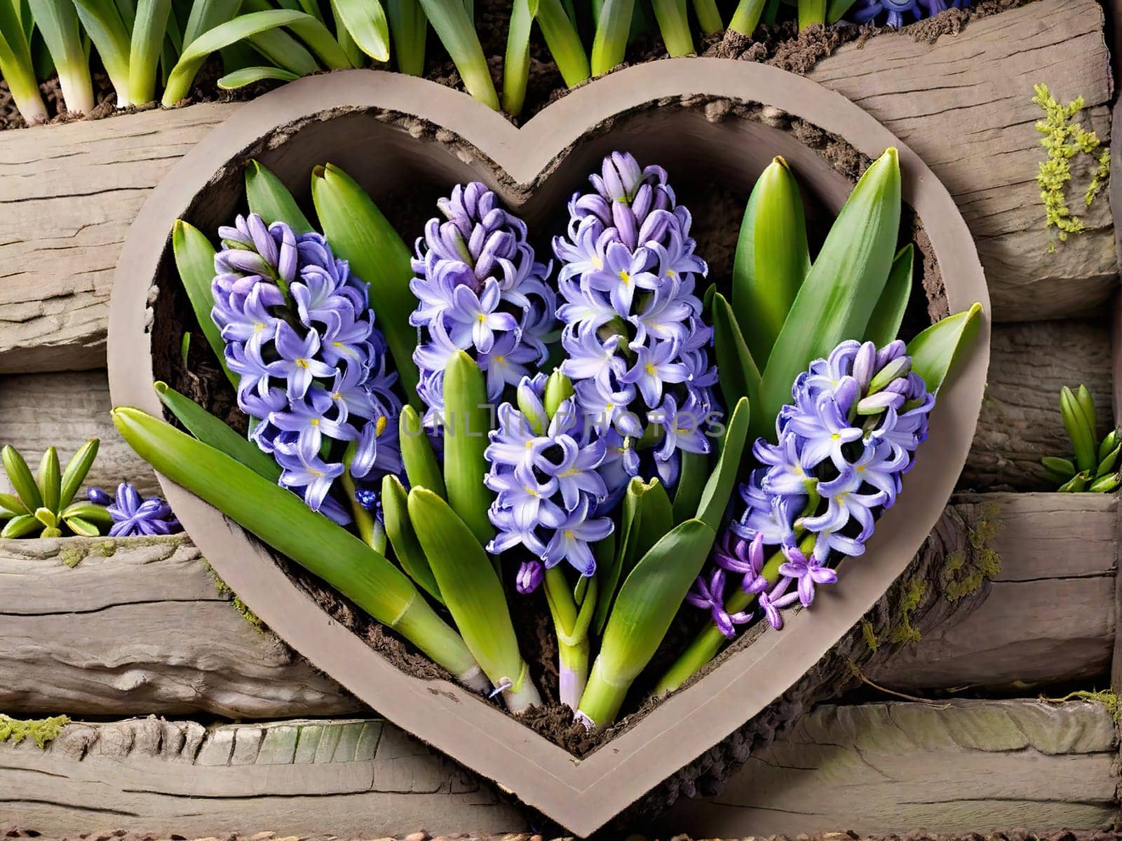 Happy International Women Day, hyacinth over background heartfelt congratulations on March 8th and Mother's Day