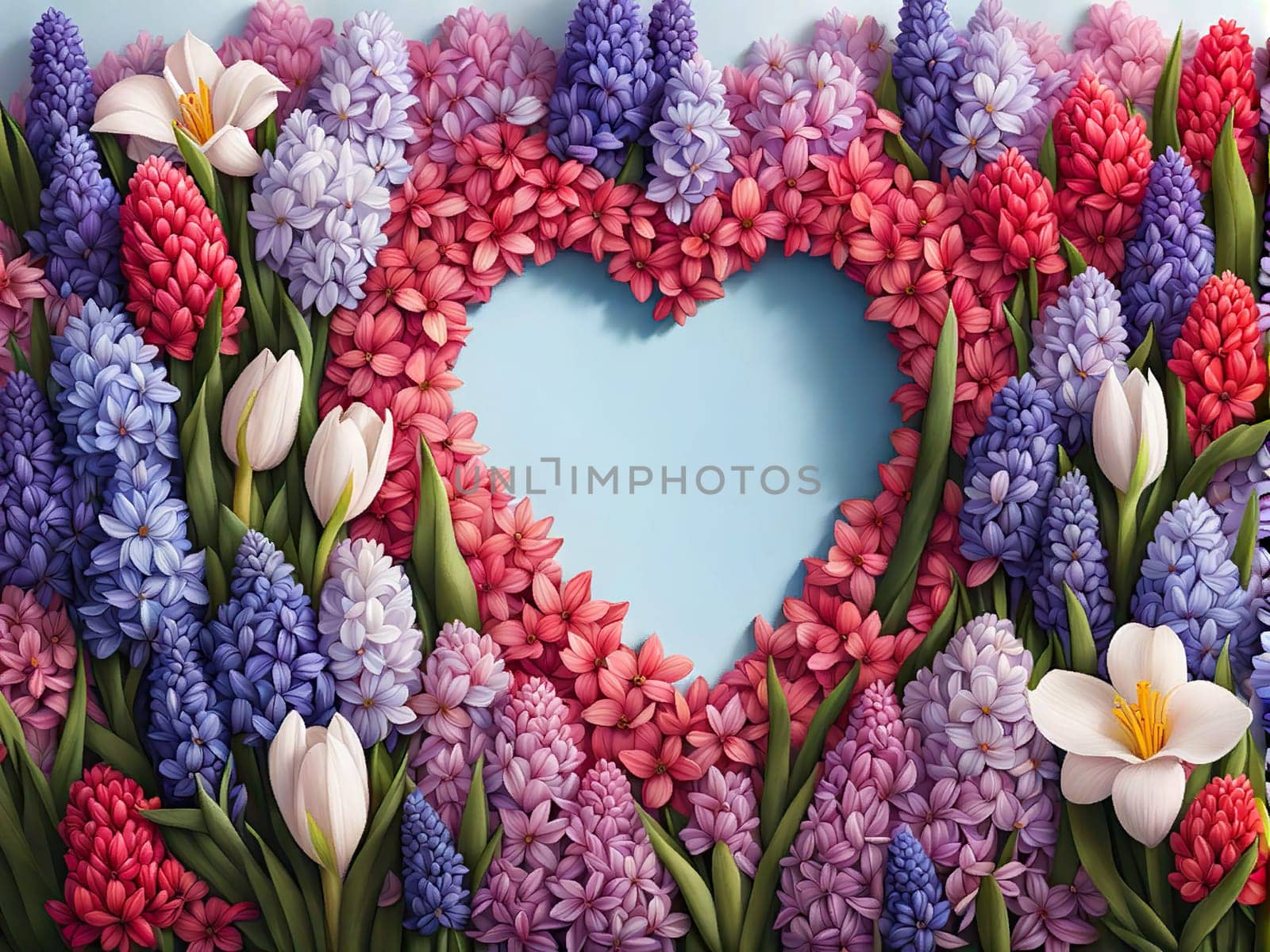 Happy International Women Day, hyacinth over background heartfelt by EkaterinaPereslavtseva