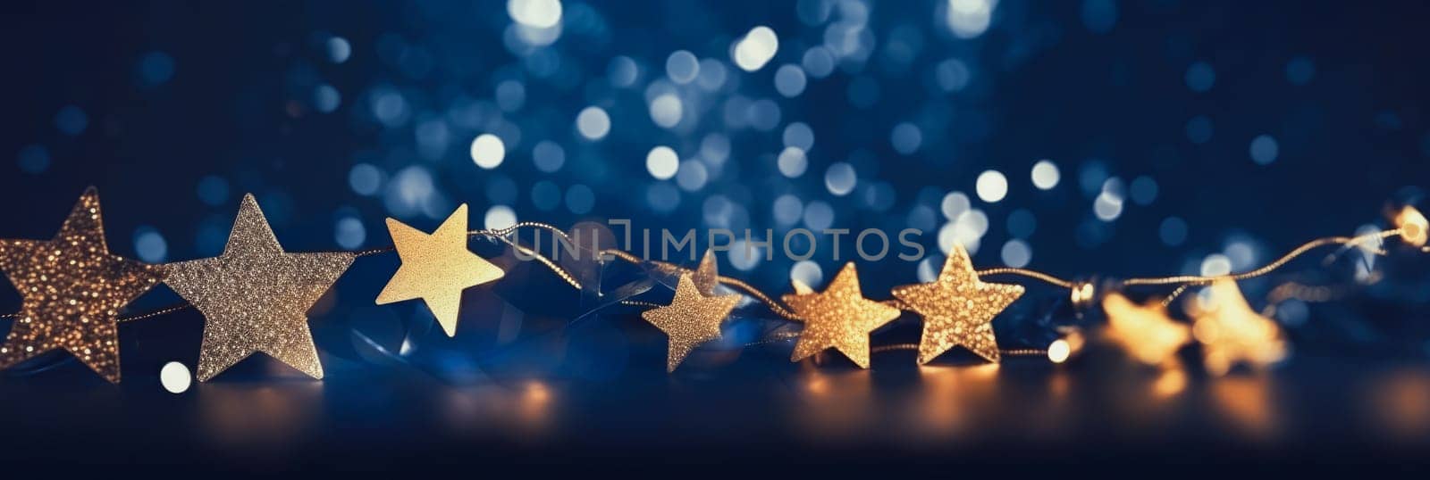 Christmas and new year 2024 decoration on the blue vintage background golden stars comeliness