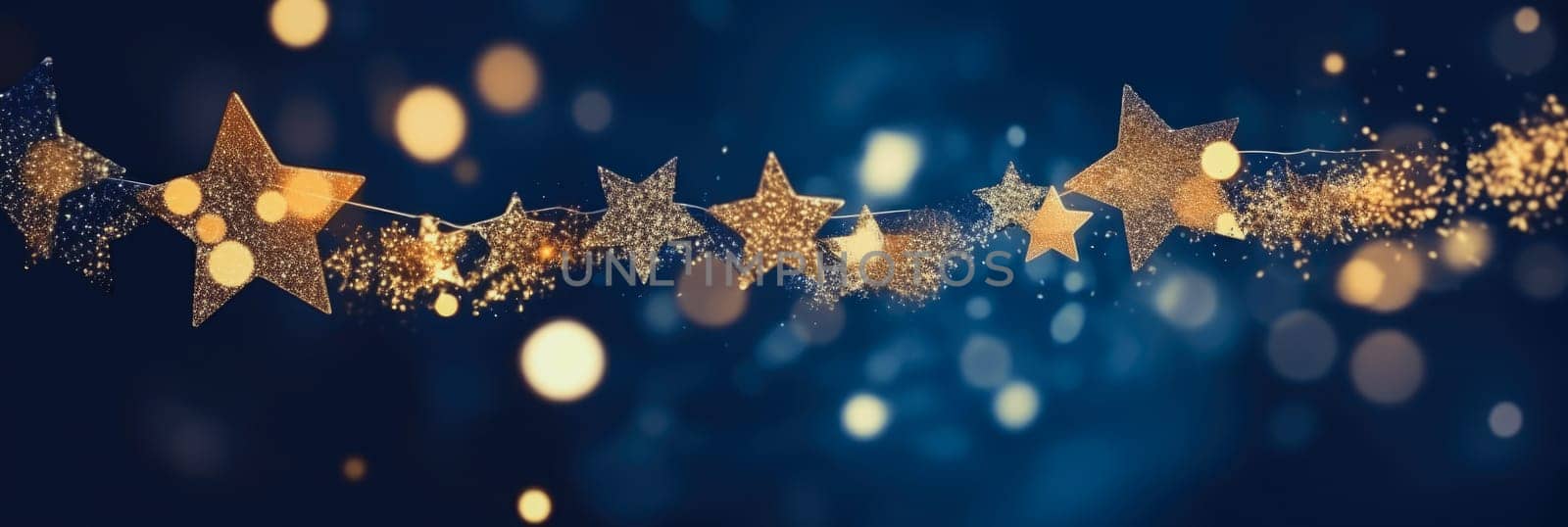 Christmas and new year 2024 decoration on the blue vintage background golden stars comeliness