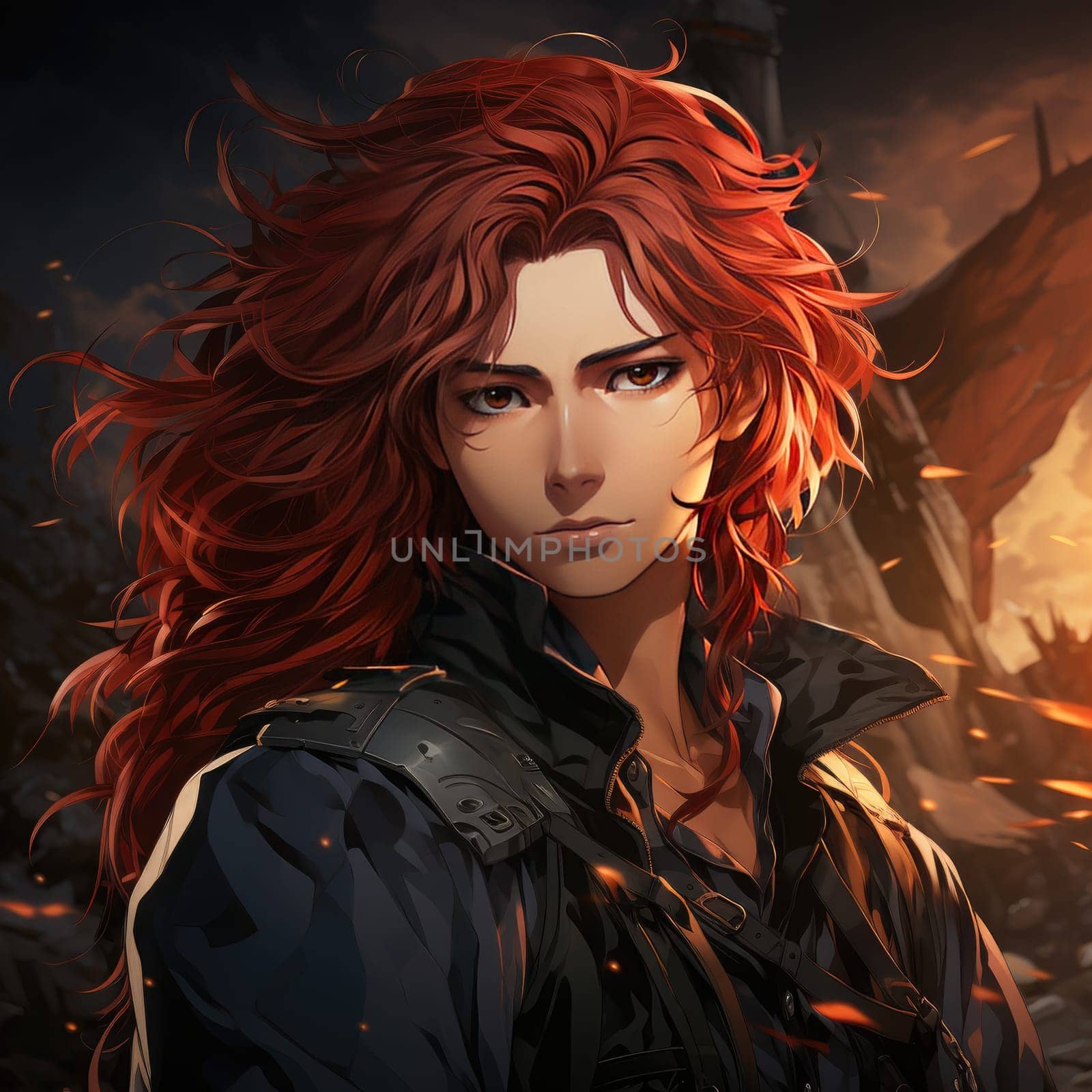 Beautiful young redhead woman soldier portrait. Ai Generative. by Benzoix