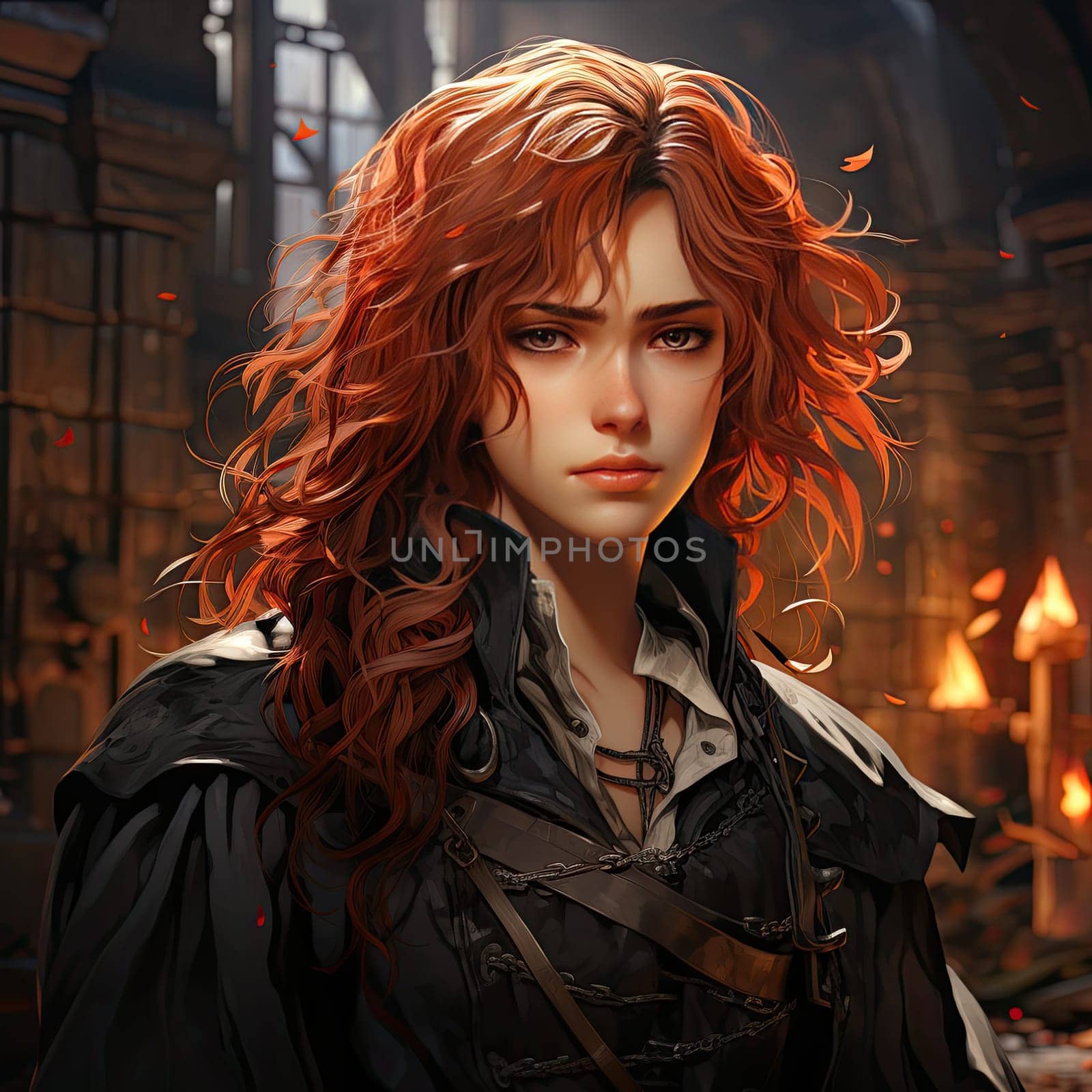 Beautiful young redhead woman soldier portrait. Ai Generative. by Benzoix