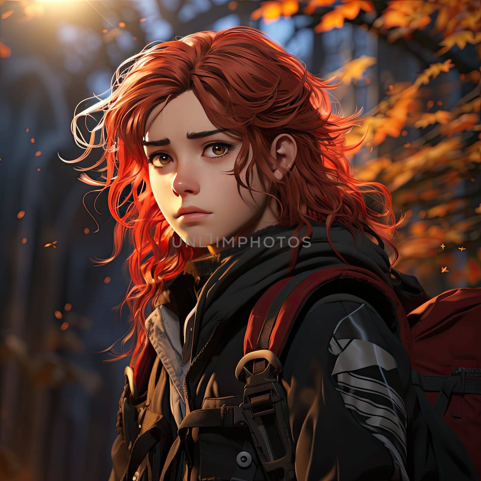 Beautiful young redhead woman soldier portrait. Ai Generative. by Benzoix