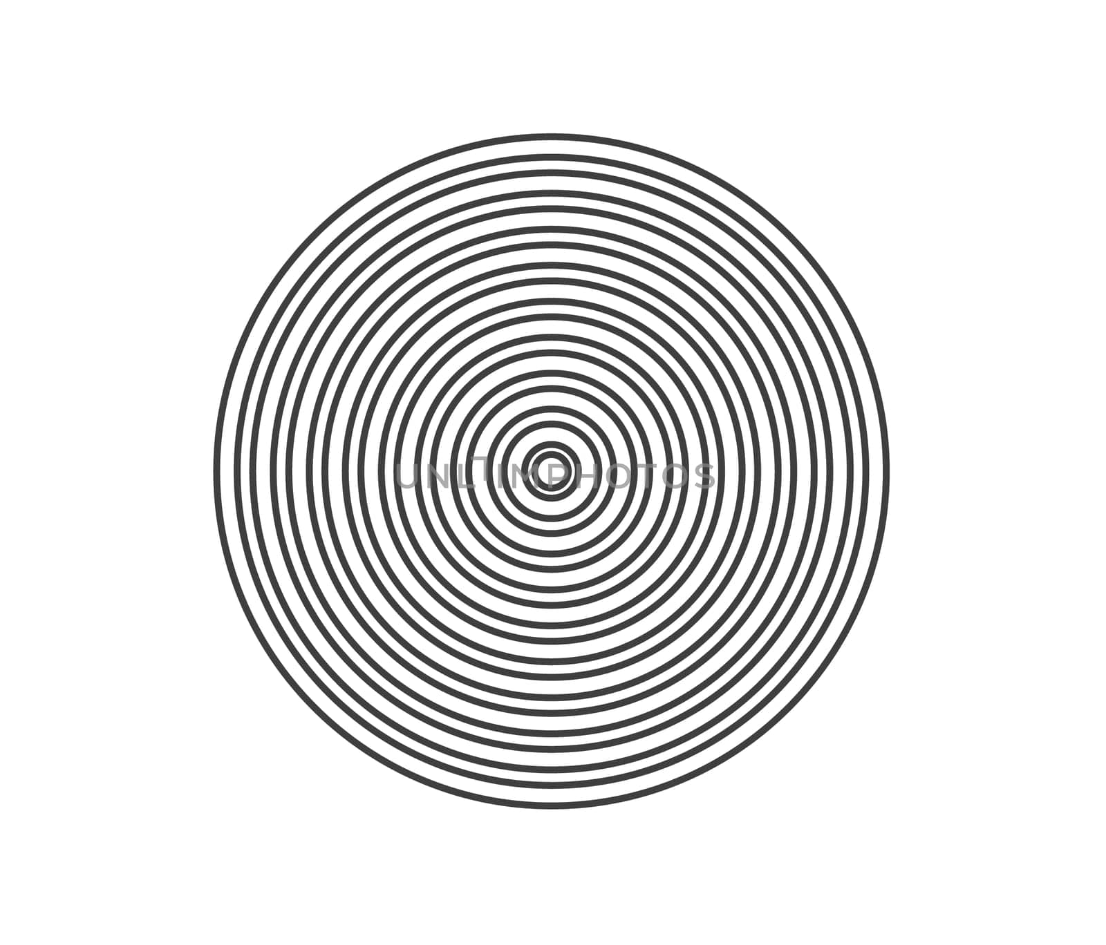 Concentric circle element. Black and white color ring. Abstract  vector illustration for sound wave, Monochrome graphic.