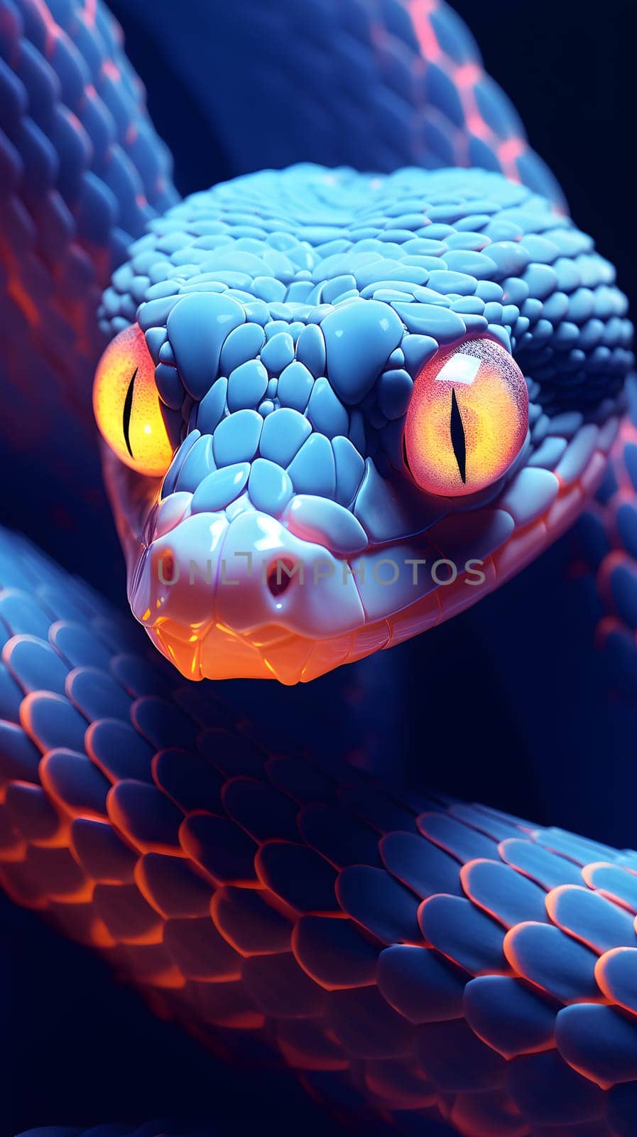 A close up of a snake with frightening yellow eyes by chrisroll