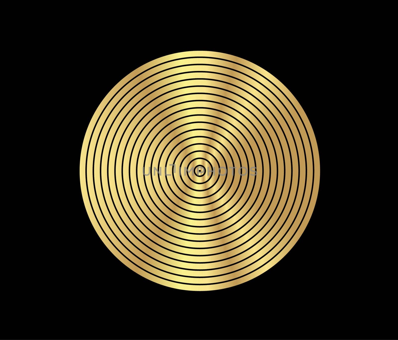 Concentric circle element. Gold luxurious color ring. Abstract  vector illustration for sound wave, golden graphic, Modern decoration for websites, posters, banners, template EPS10 vector