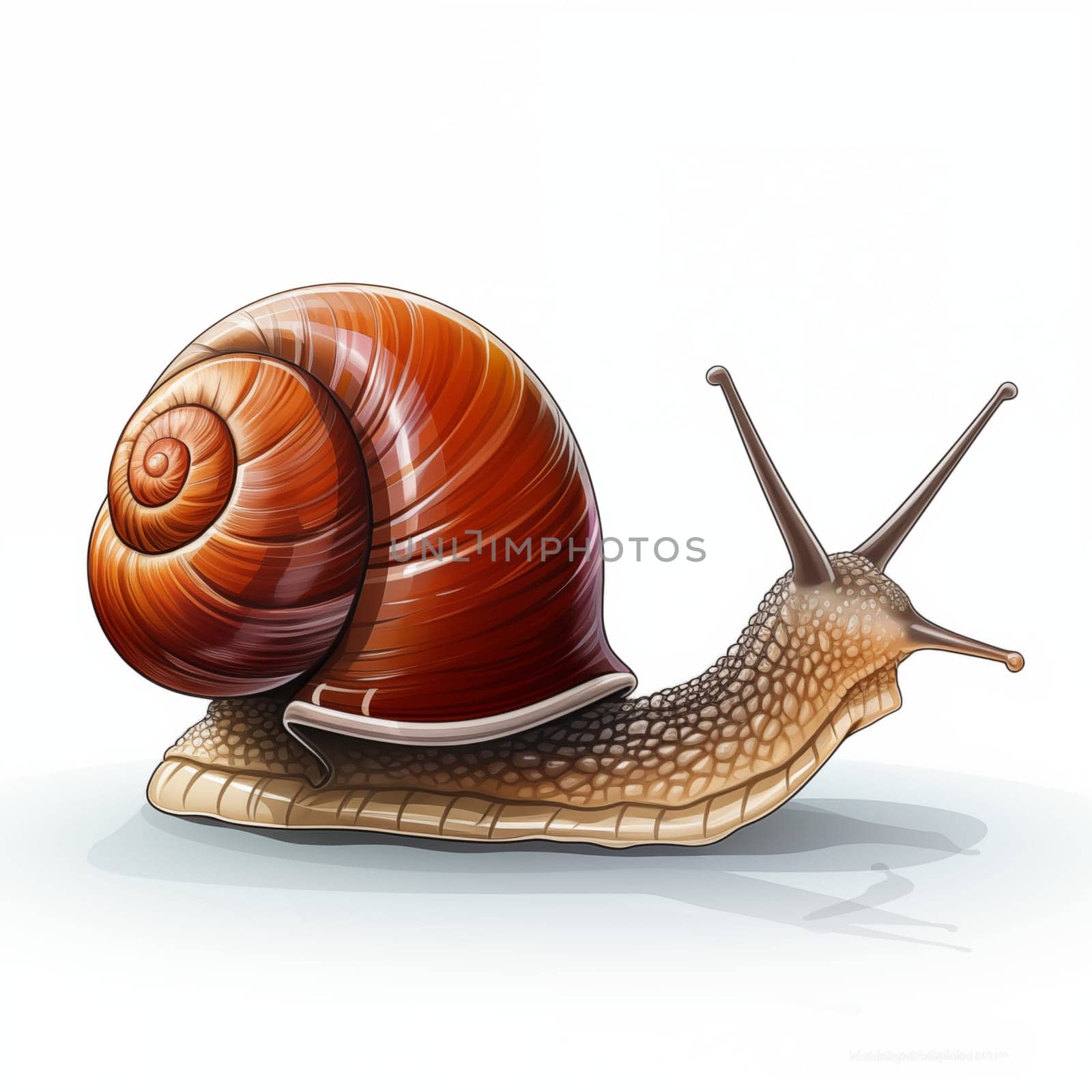 Image of a snail on a white background. High quality photo