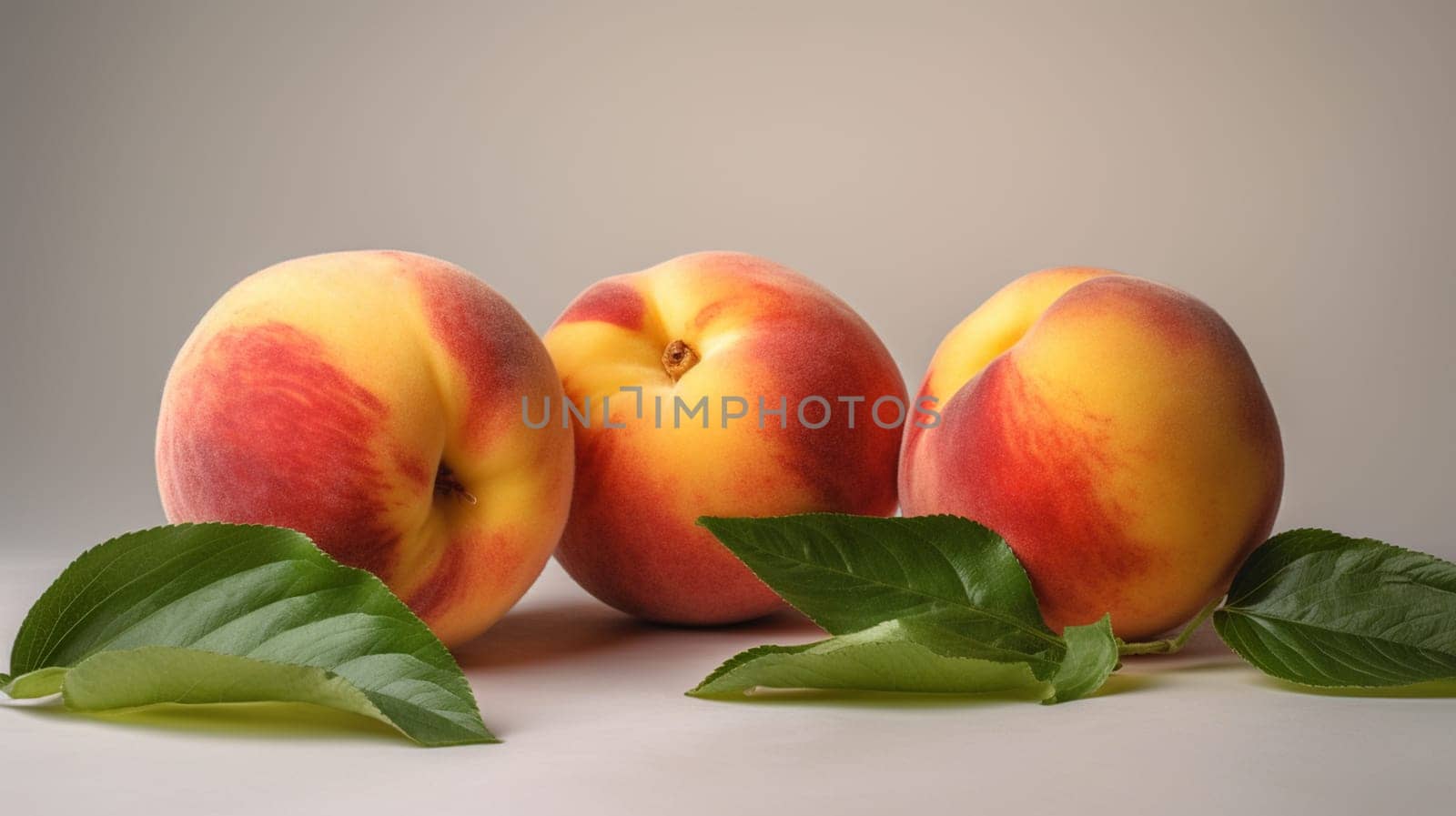 Beautiful peaches on a white isolated background. nature selective focus. Generative AI, by mila1784