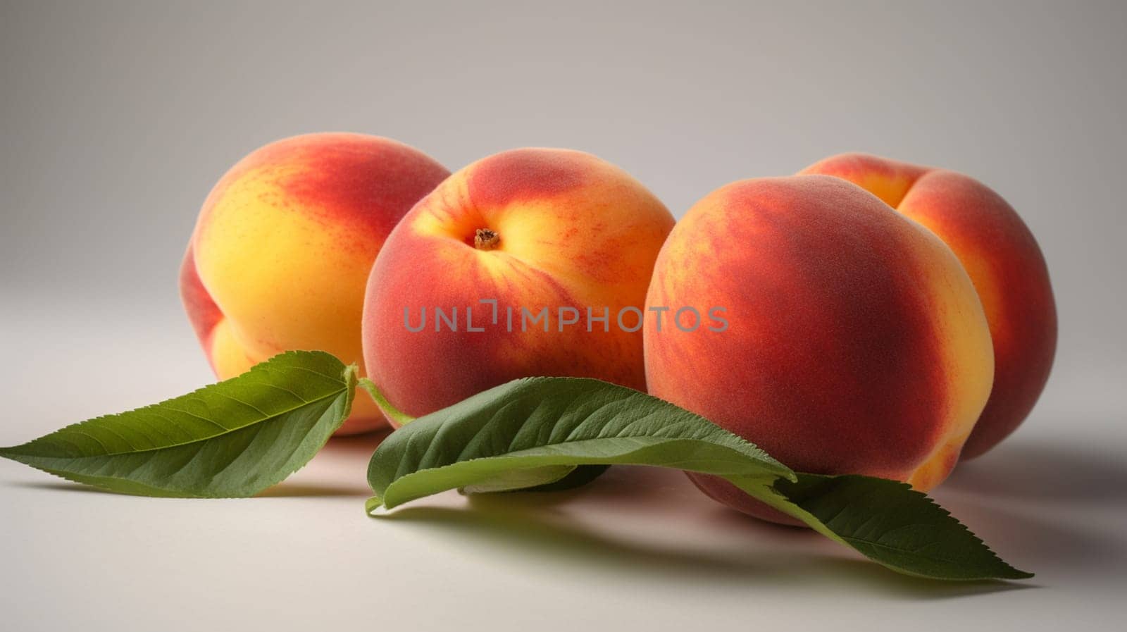 Beautiful peaches on a white isolated background. nature selective focus. Generative AI, by mila1784