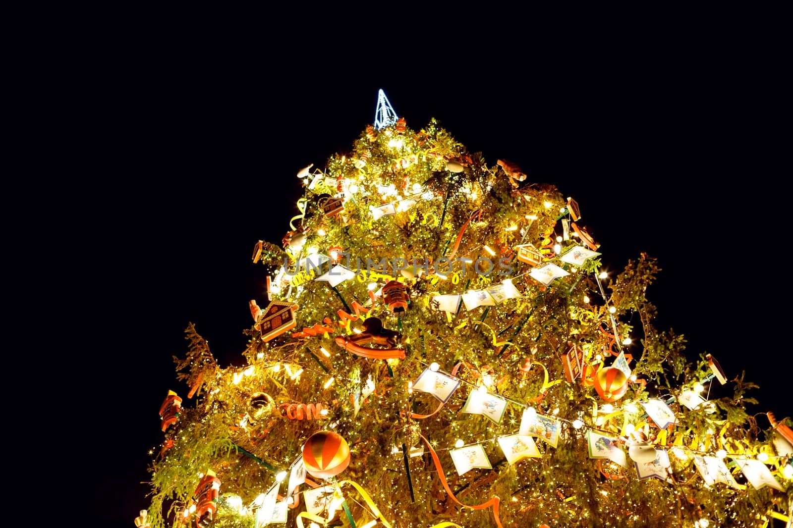 Vintage Christmas Tree with richly decorations