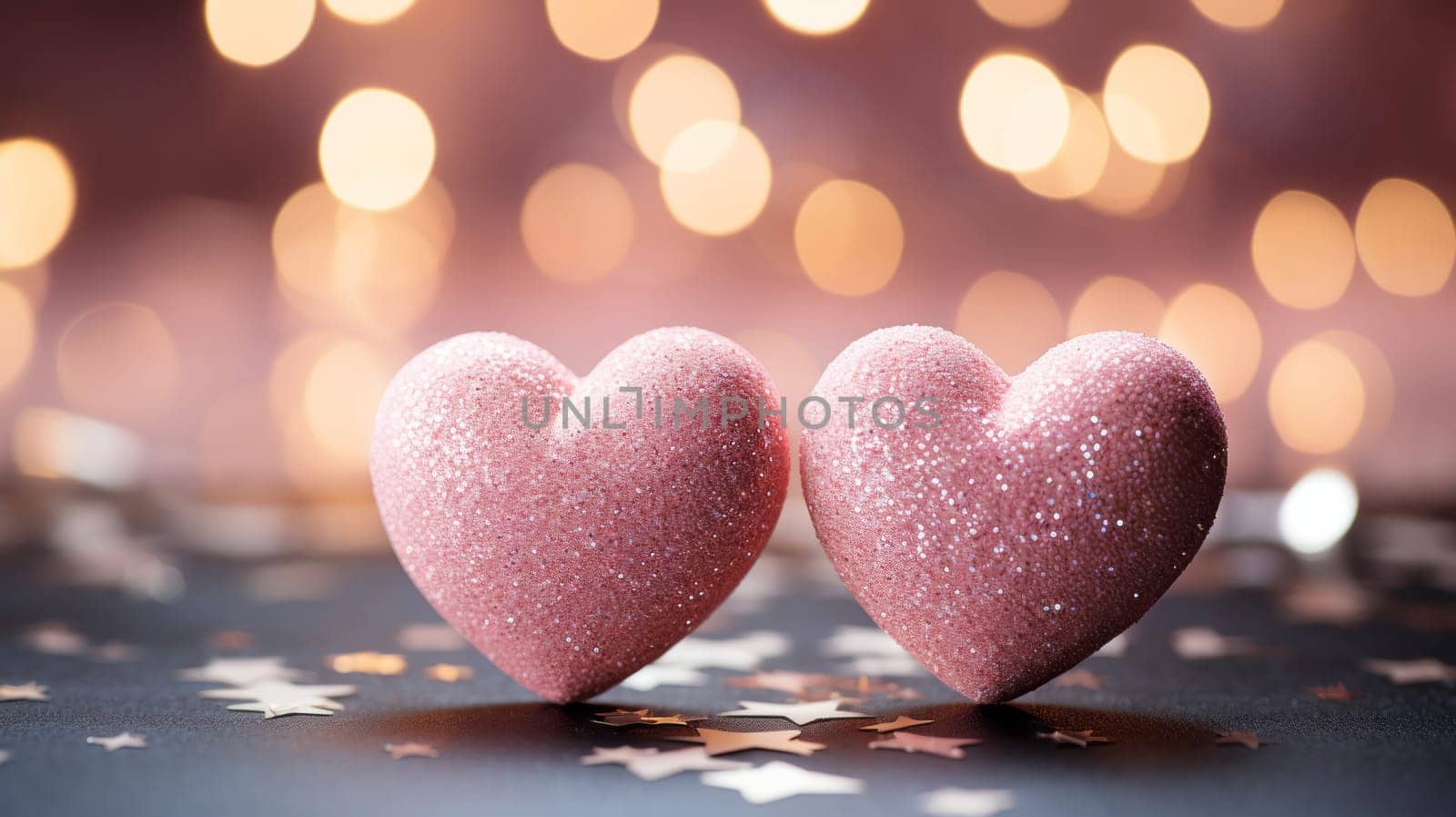 Two pink hearts as a symbol of love.