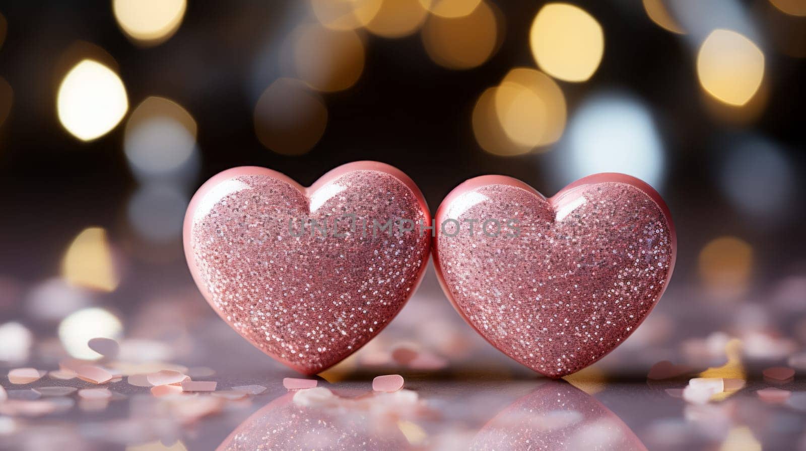 Two pink hearts as a symbol of love.