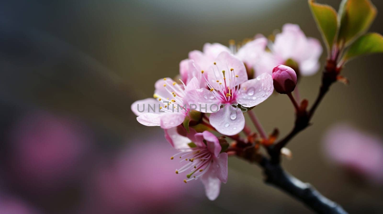Flowering trees in the spring. Selective focus. Generative AI, by mila1784