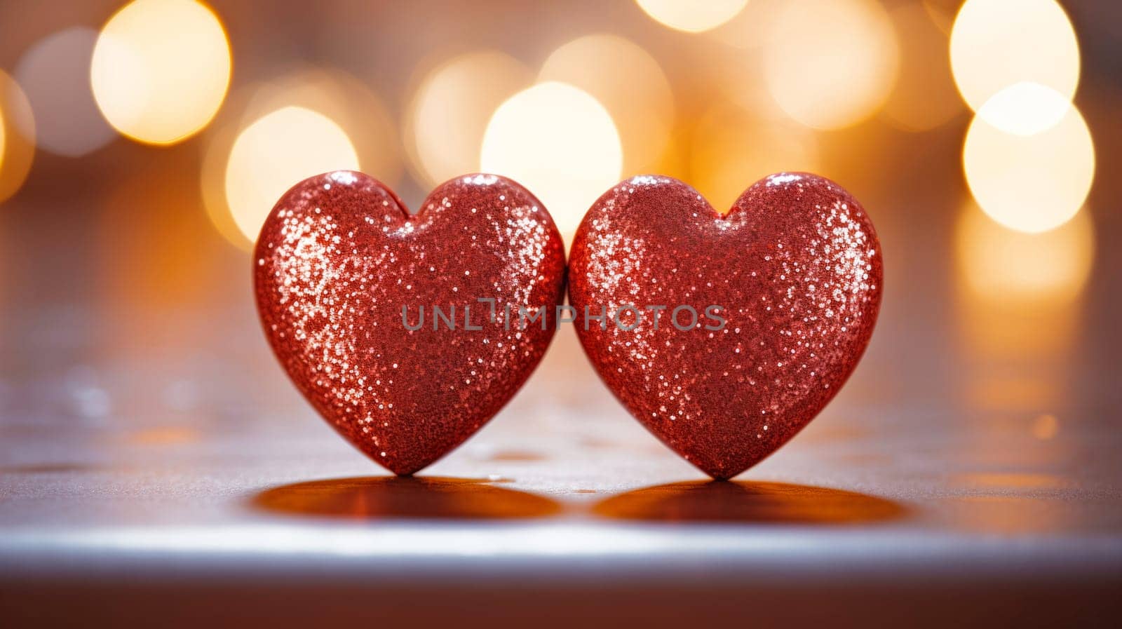 Two red hearts as a symbol of love. Valentine's day background by NataliPopova