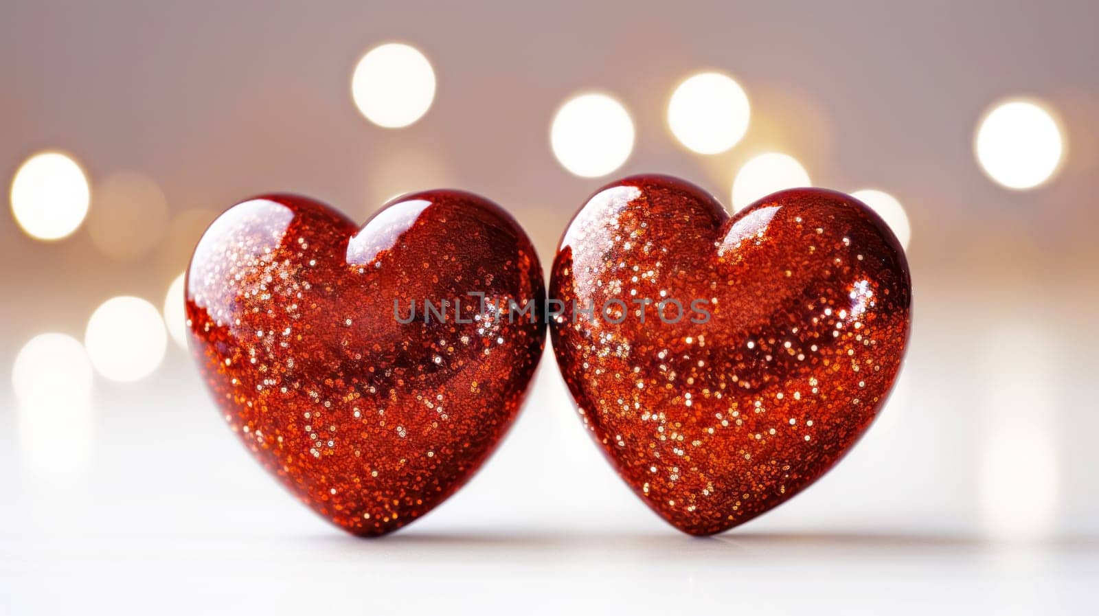 Two red hearts as a symbol of love. Valentine's day background by NataliPopova