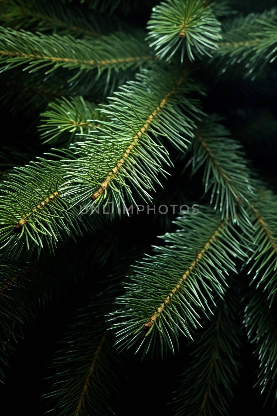 Dark green pine needles filling the frame - Generative AI