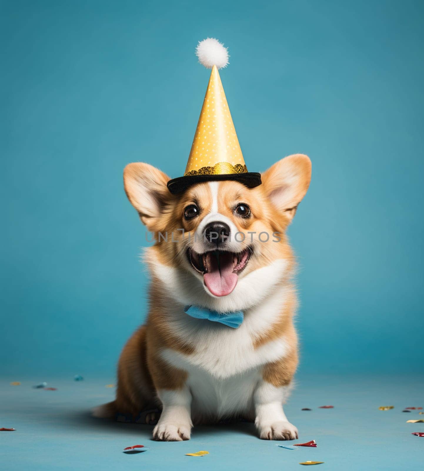 dog with a party hat. Studio shooting by Andelov13