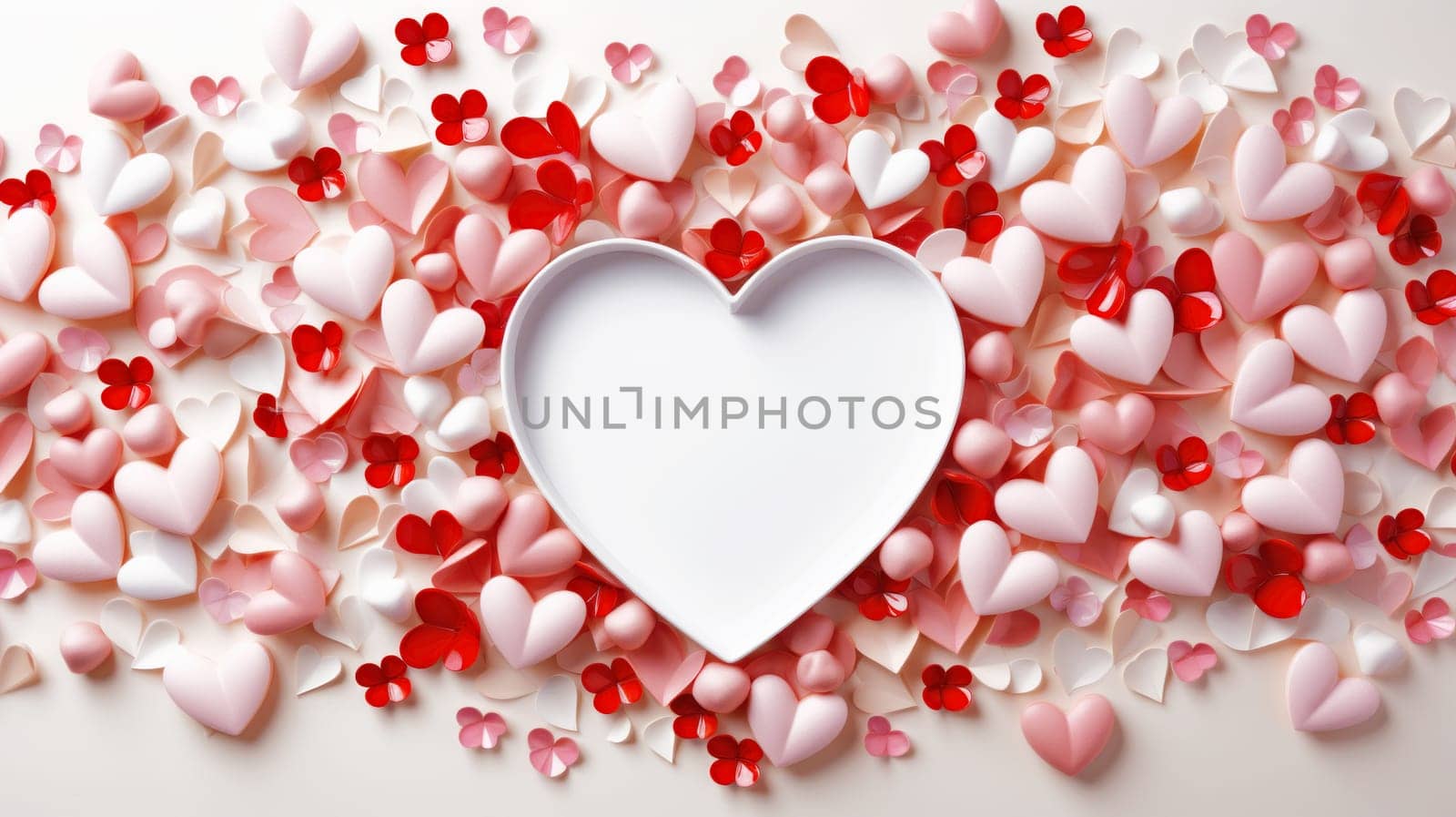 Valentine's Day composition. Hearts and heart shaped petals with place for text by NataliPopova