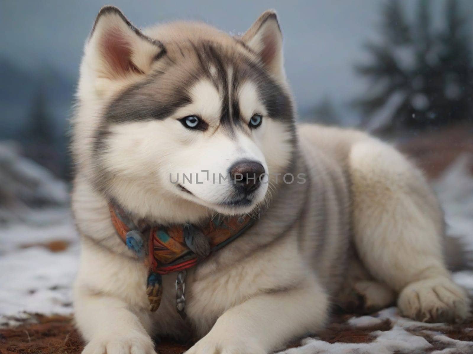 Portrait of a Siberian Husky sled dog.