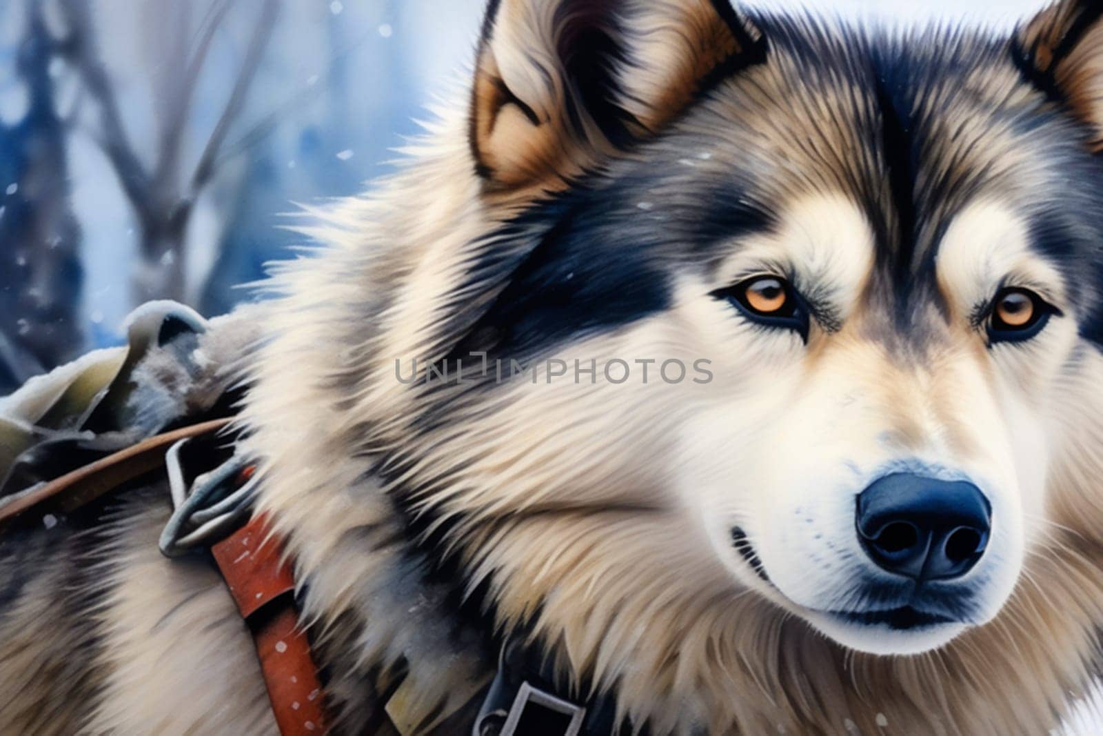 Portrait of a Siberian Husky sled dog.