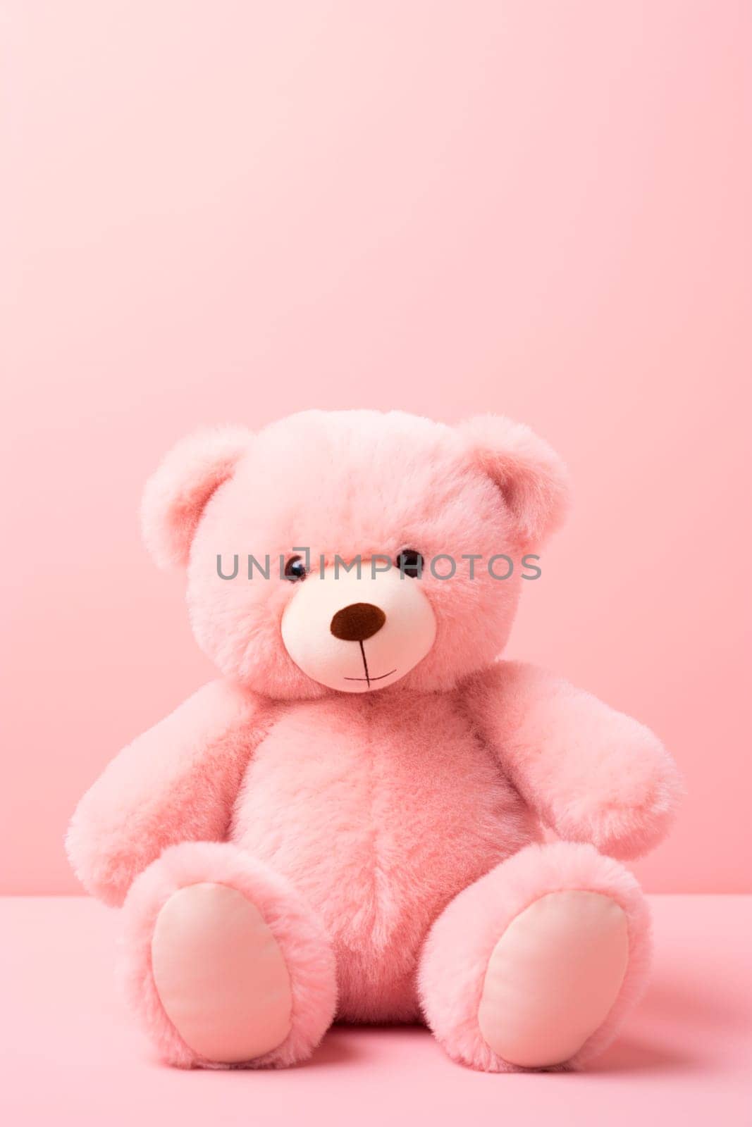 Pink teddy bear on a pink background. Selective focus. toy.