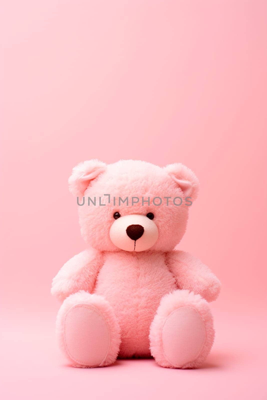 Pink teddy bear on a pink background. Selective focus. by yanadjana