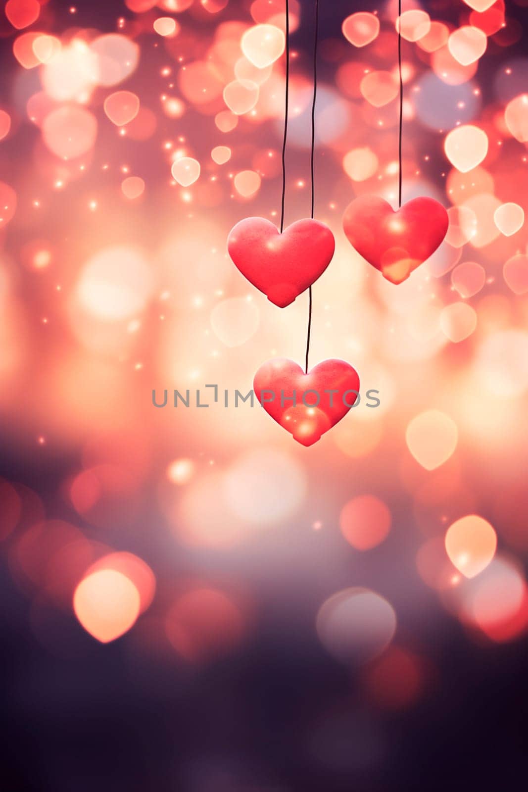 Bokeh hearts are a beautiful background for Valentine's Day. Selective focus. by yanadjana