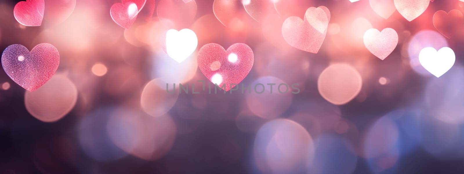 Bokeh hearts are a beautiful background for Valentine's Day. Selective focus. by yanadjana