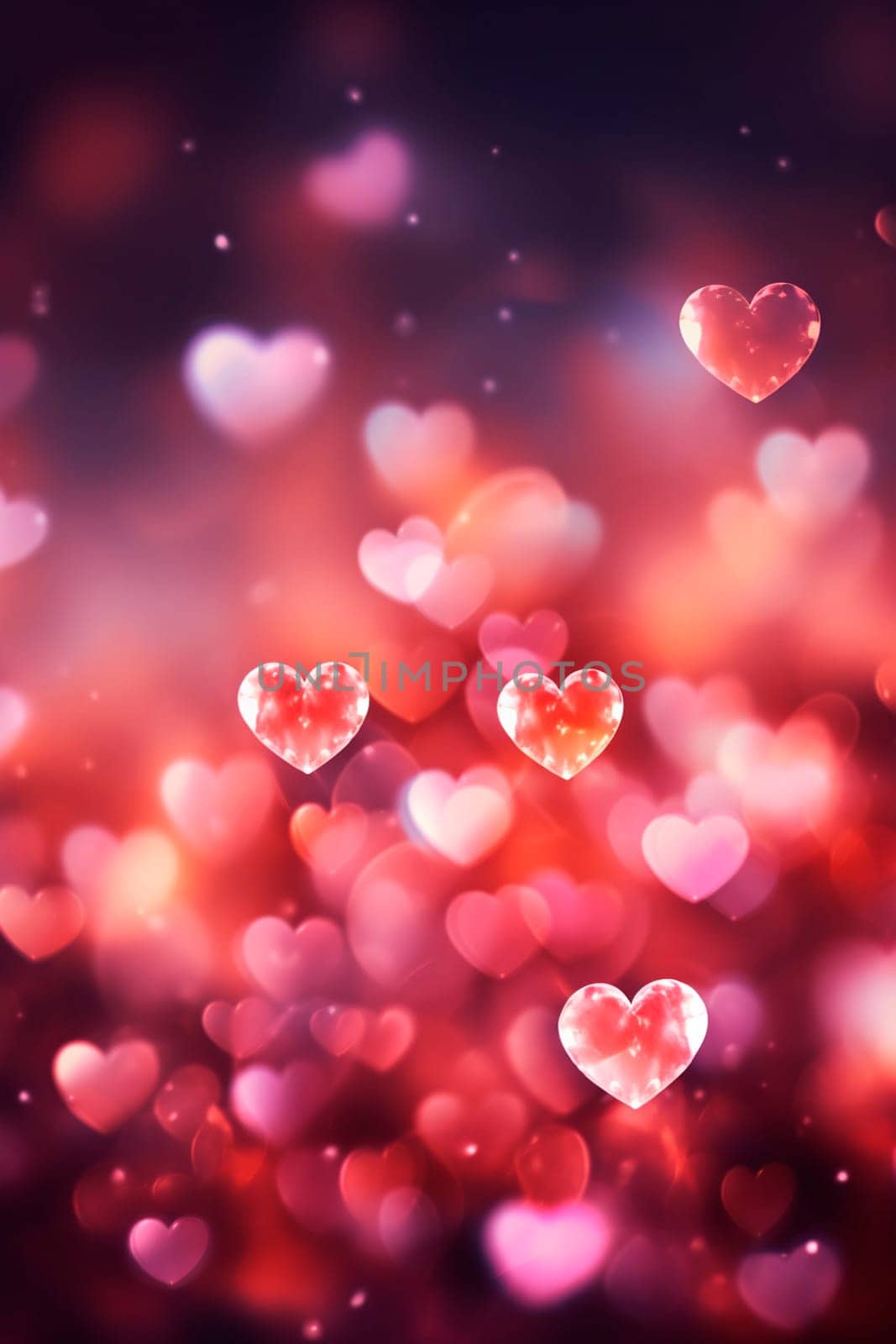 Bokeh hearts are a beautiful background for Valentine's Day. Selective focus. by yanadjana