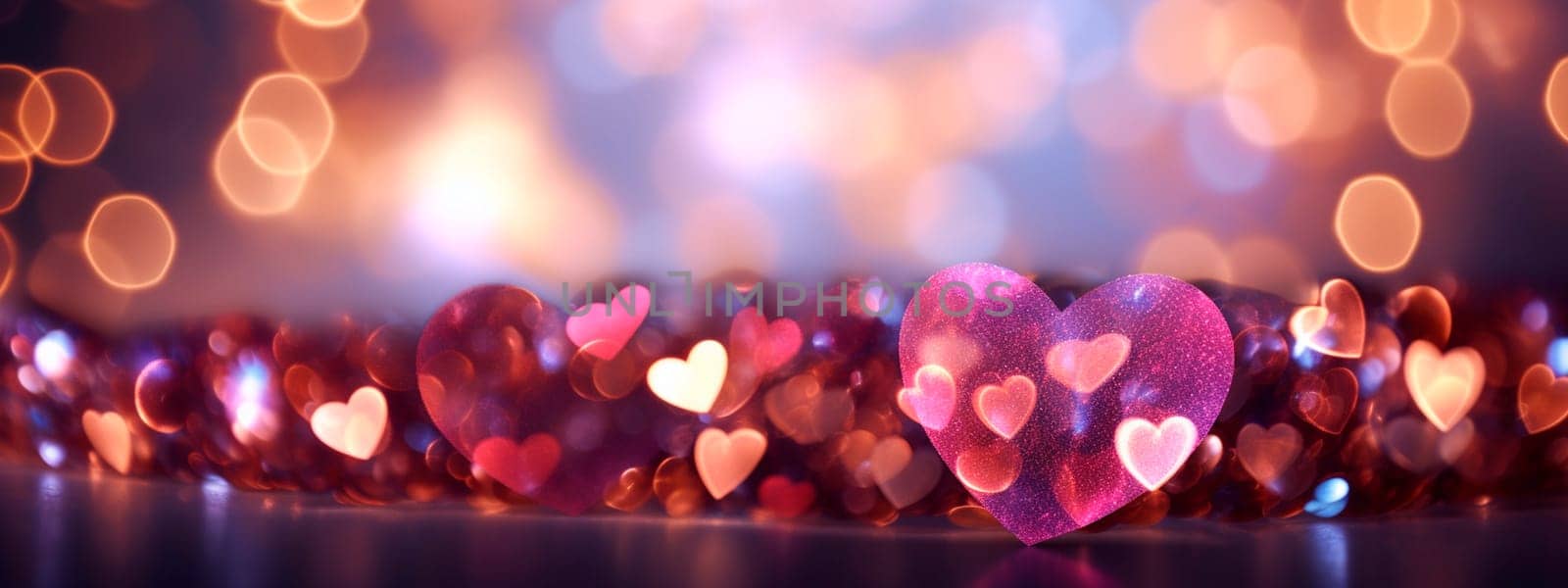 Bokeh hearts are a beautiful background for Valentine's Day. Selective focus. Heart.