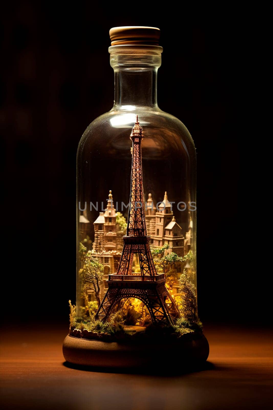 Eiffel Tower in a bottle. Selective focus. by yanadjana