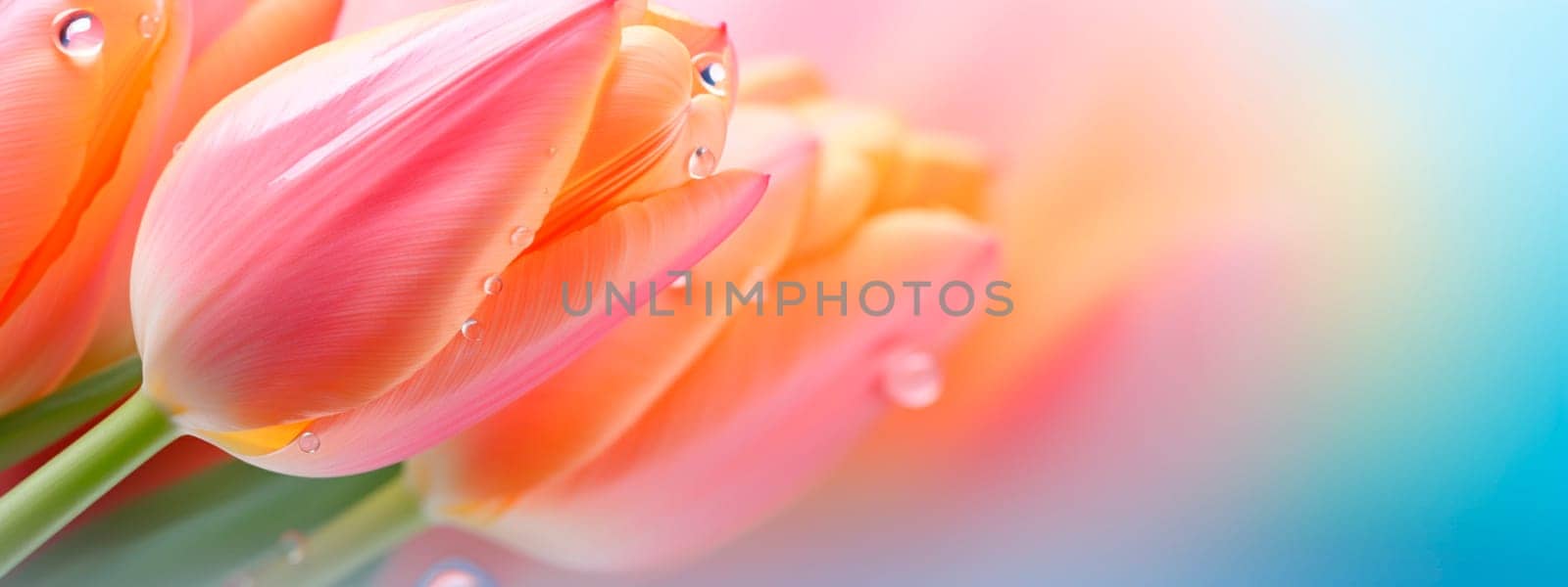 Beautiful tulips in pastel colors. Selective focus. by yanadjana