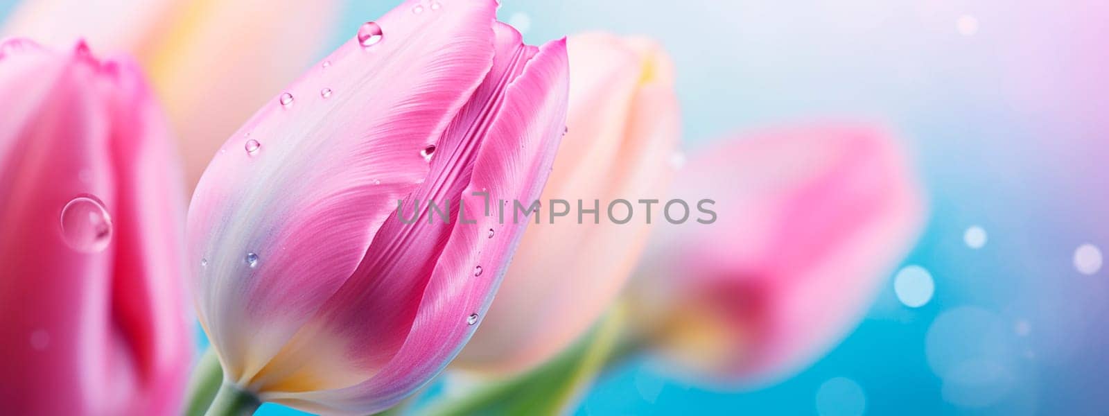 Beautiful tulips in pastel colors. Selective focus. by yanadjana