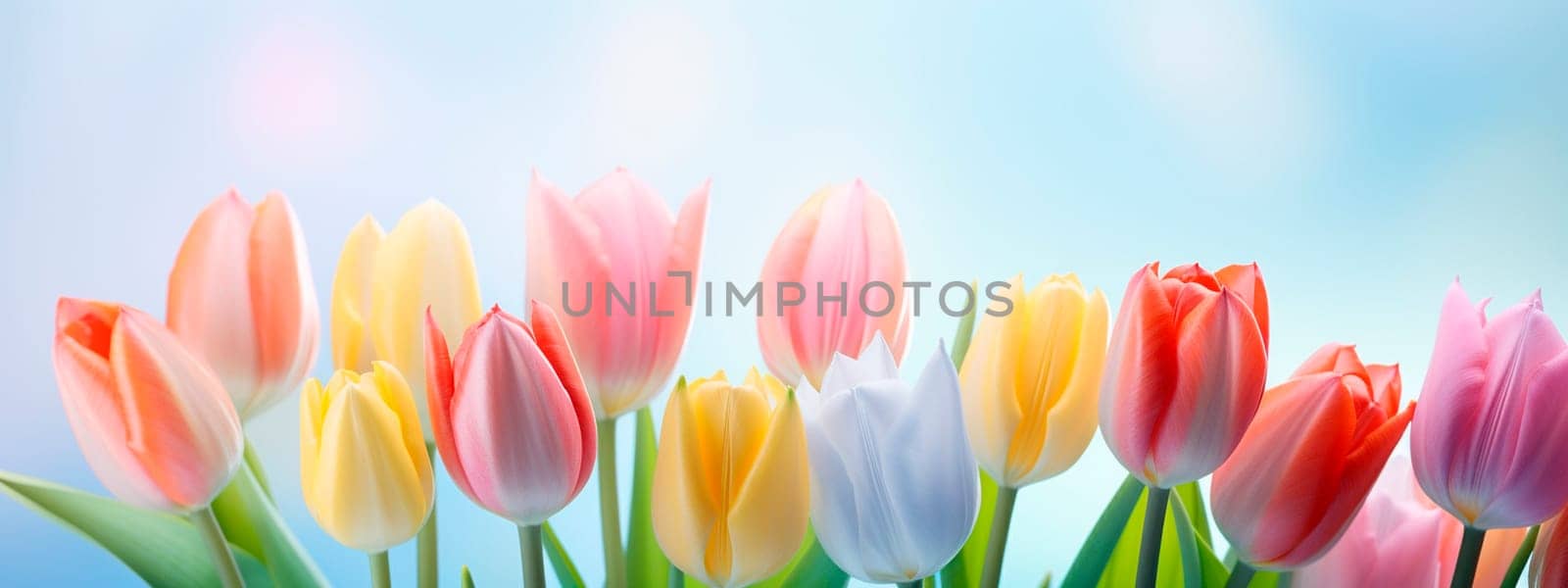 Beautiful tulips in pastel colors. Selective focus. Nature.