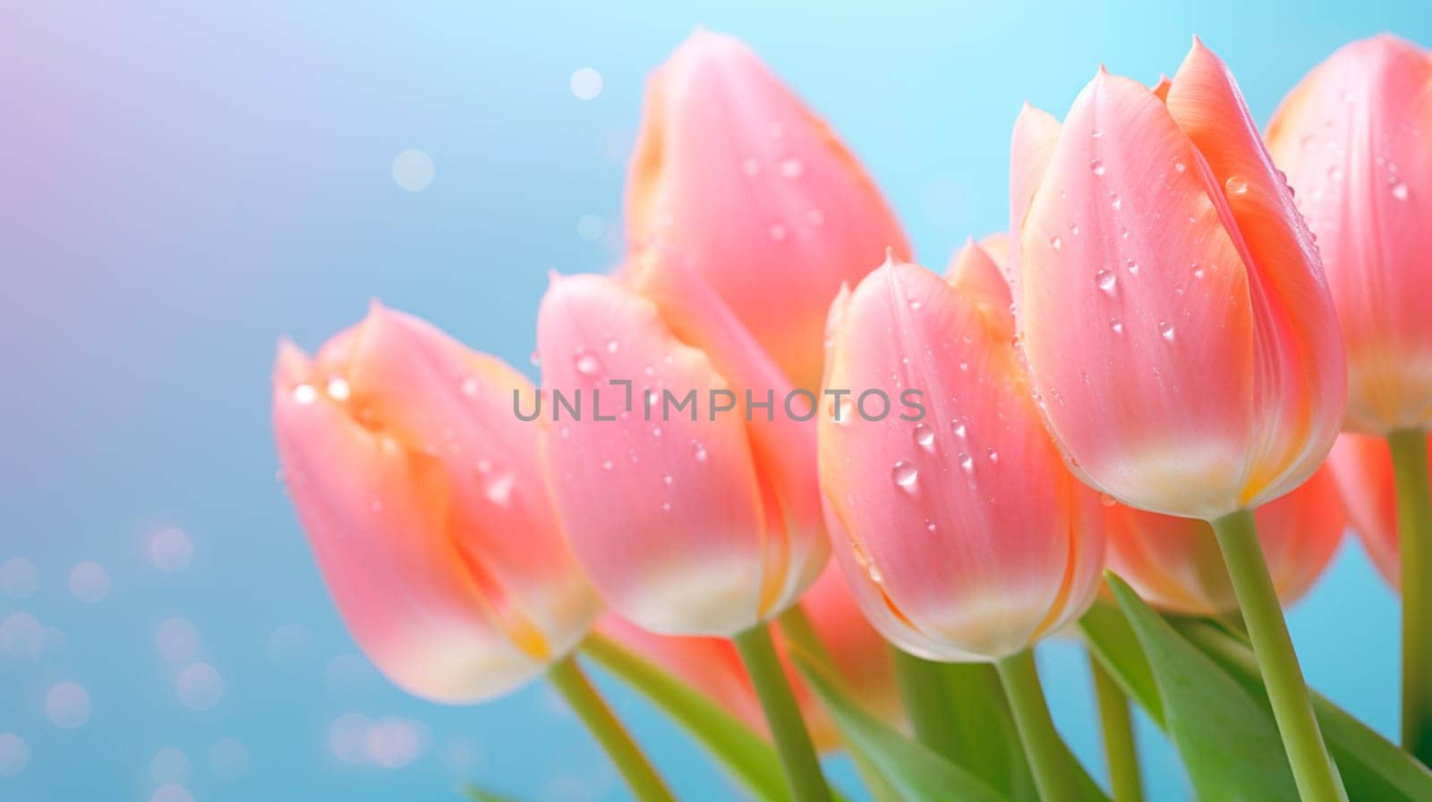 Beautiful tulips in pastel colors. Selective focus. Nature.
