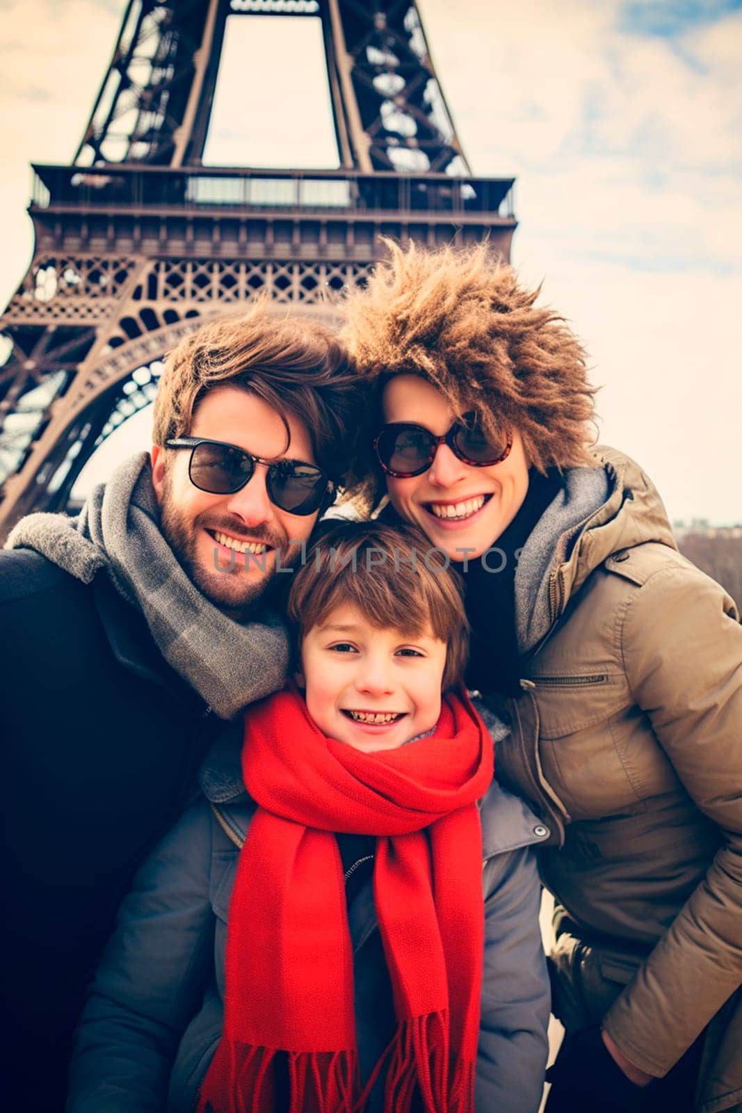 Happy family together in Paris. Selective focus. Love.