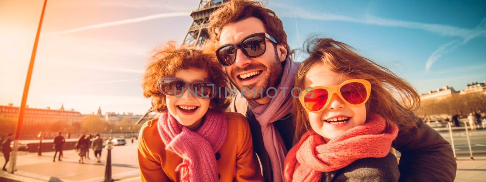 Happy family together in Paris. Selective focus. Love.