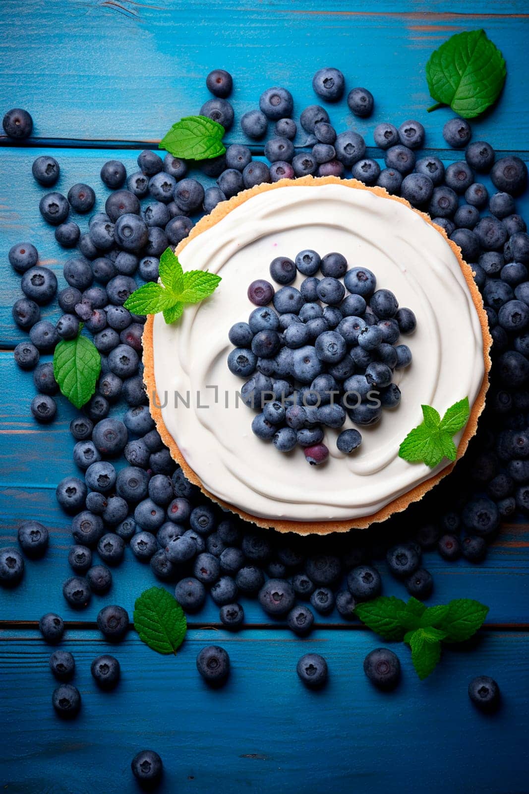 cheesecake with blueberries on a plate. Selective focus. food.