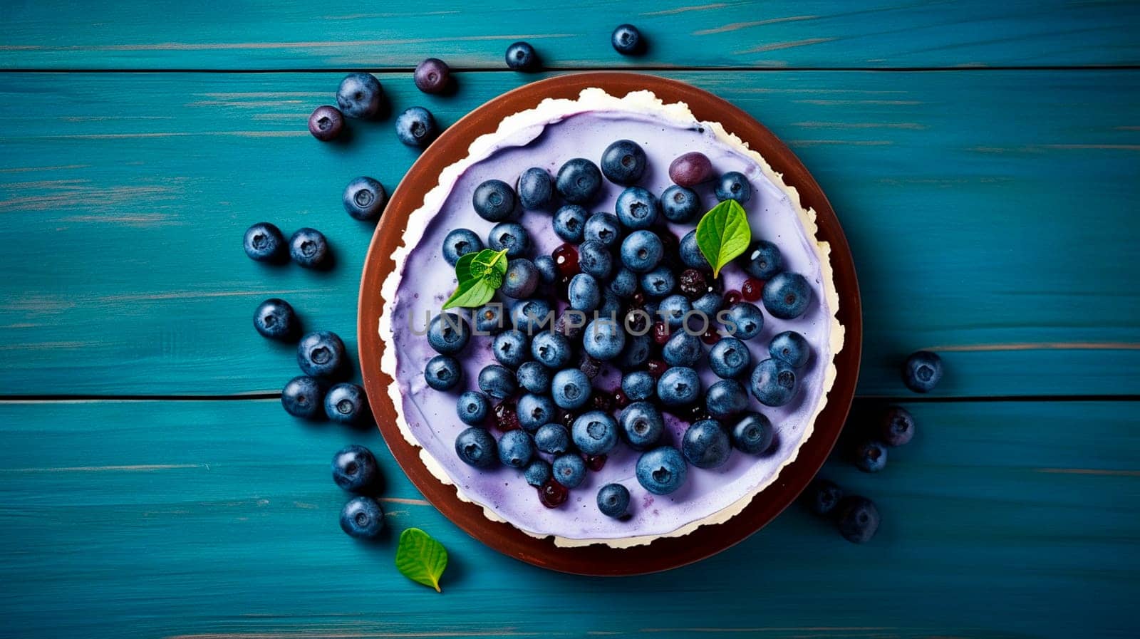 cheesecake with blueberries on a plate. Selective focus. food.